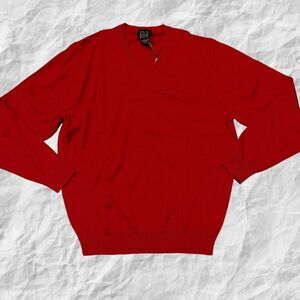 Jos. A.‎ Bank Signature Pima Cotton V-Neck  Sweater Red/maroon •Large  NWT